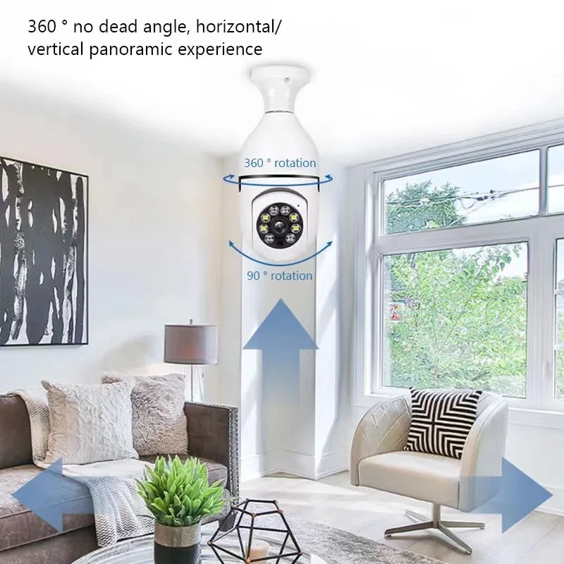 Caméra Ampoule E27 WiFi Intelligente - Surveillance HD Sans Fil Sécurité Maison