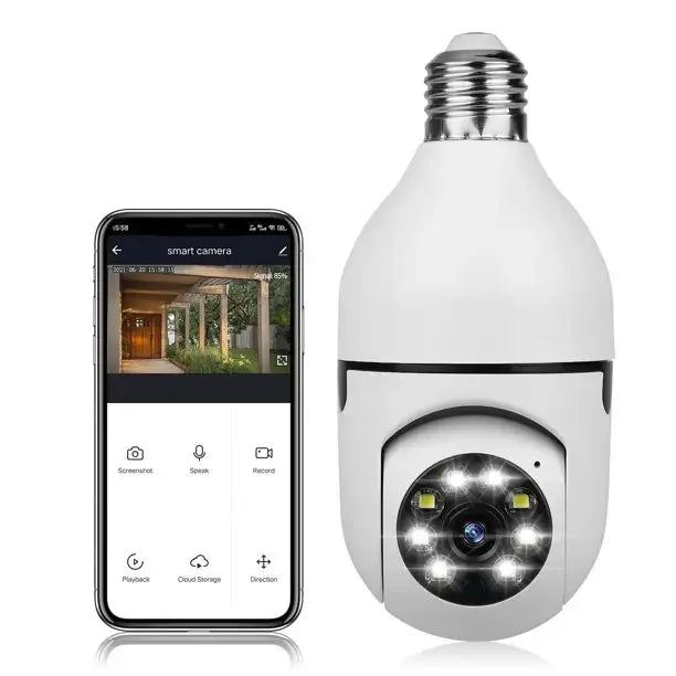 Caméra Ampoule E27 WiFi Intelligente - Surveillance HD Sans Fil Sécurité Maison