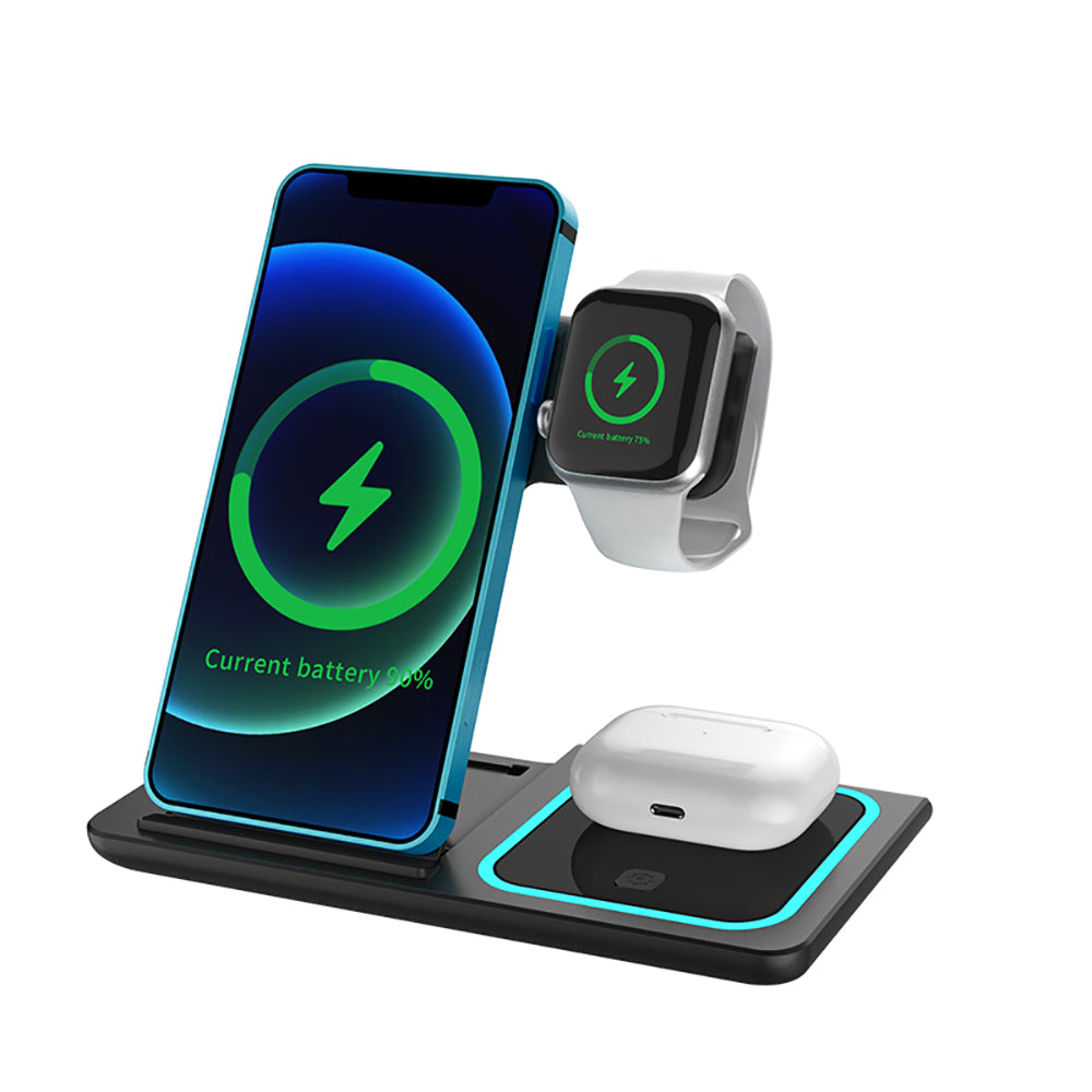 Accessoire de charge sans fil 3-en-1 - Vue détaillée du design. Gadjet-maison