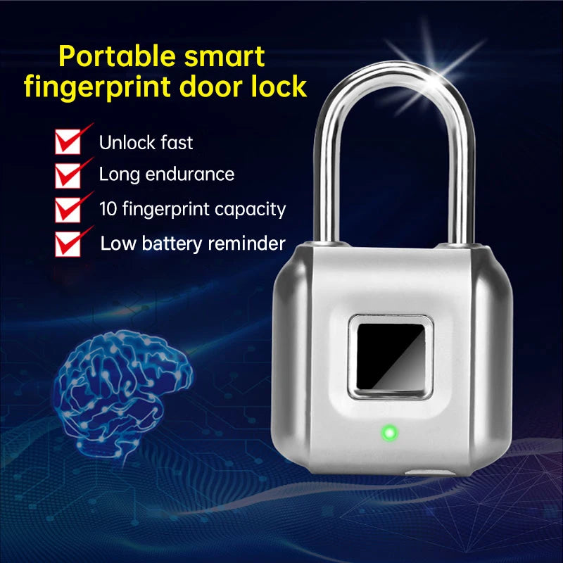 Cadenas biométrique intelligent IP65 résistant intempéries pour vélo portail casier. Gadjet-maison