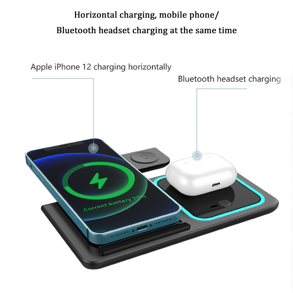 Chargeur sans fil pliable 3-en-1 - Démonstration d'utilisation en situation. Gadjet-maison