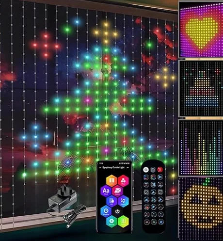 Guirlande LED intelligente RGB 400 LEDs rideau lumneux connecté APP Noël mariage fête. Gadjet-maison