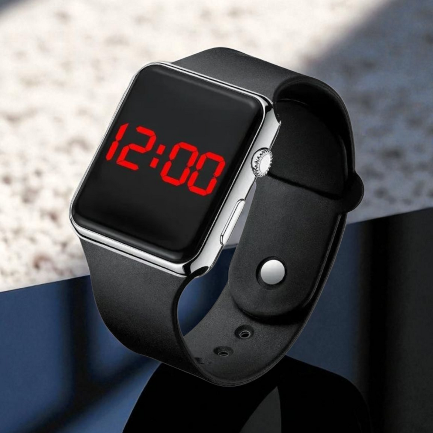 Montre Digitale LED Sport Unisexe Carré Silicone