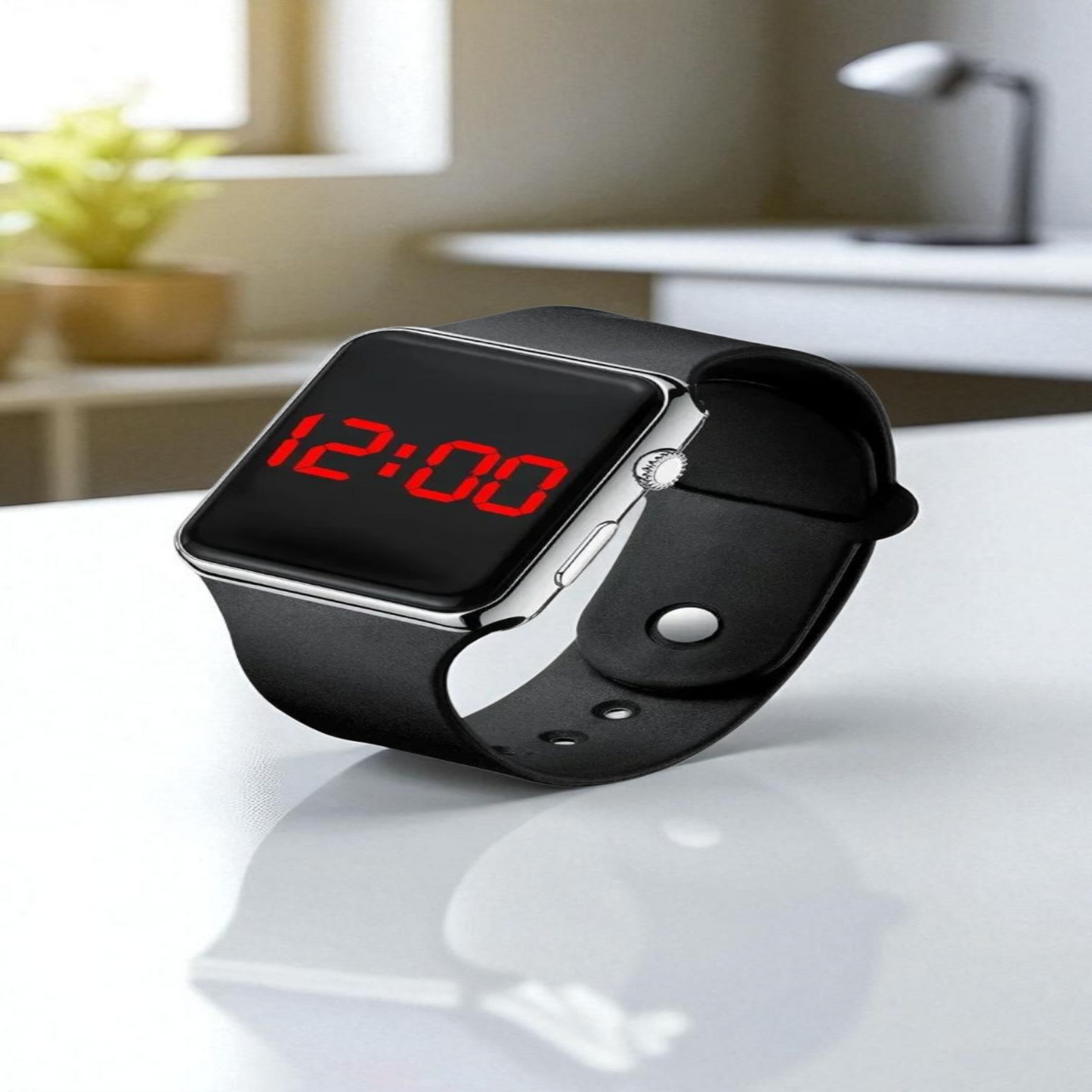 Montre Digitale LED Sport Unisexe Carré Silicone