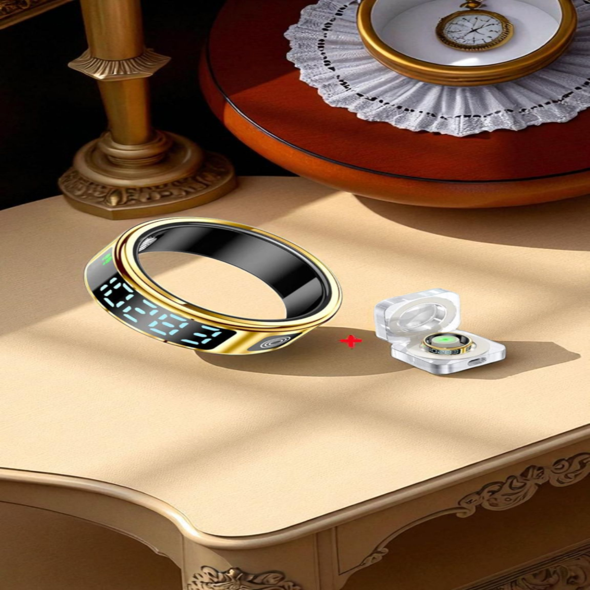 Coffret complet smartring SR08 2025 avec tous les accessoires et guide d'utilisation couleur or gadjet-maison