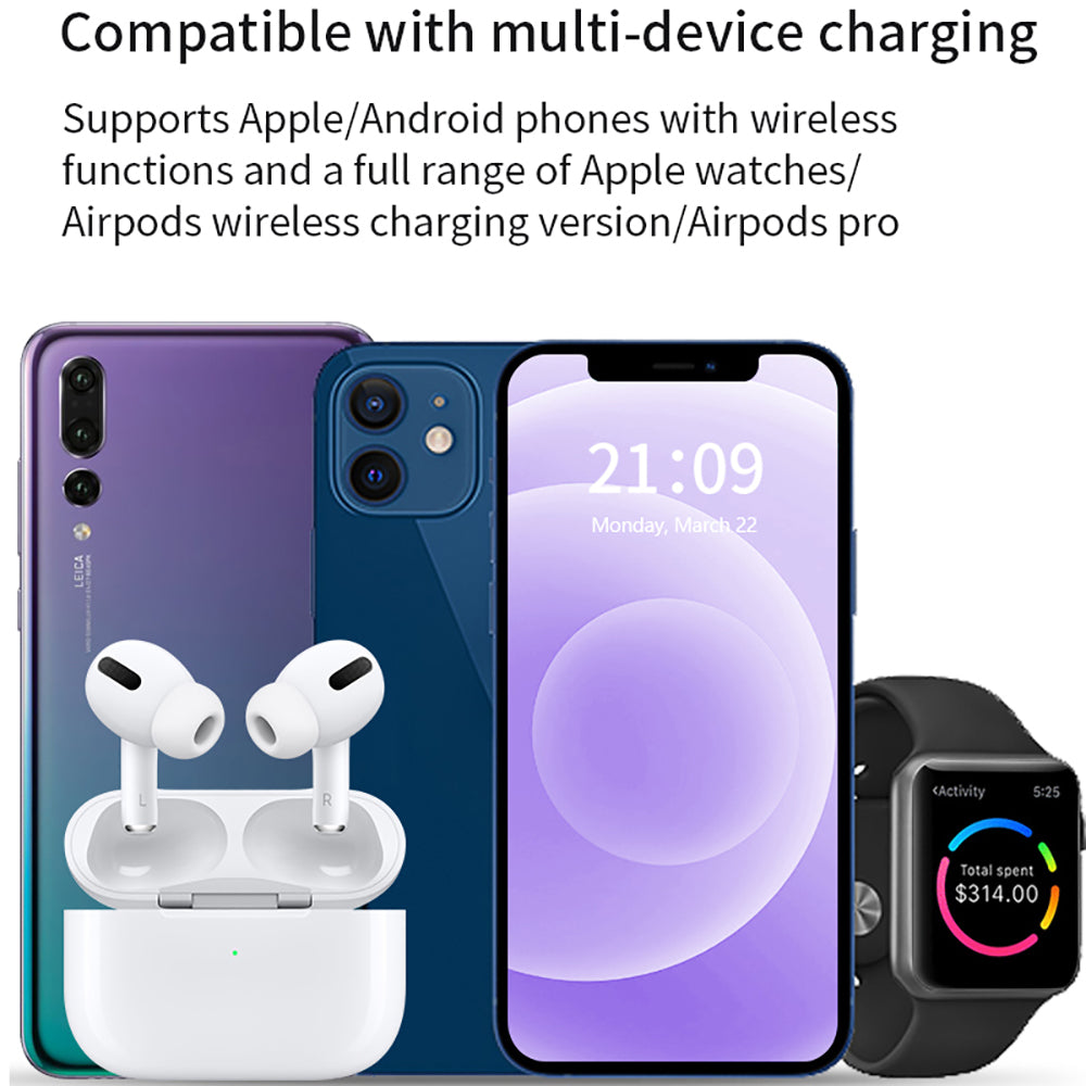 Station de charge sans fil 3-en-1 déployée - iPhone, AirPods et Apple Watch. Gadjet-maison
