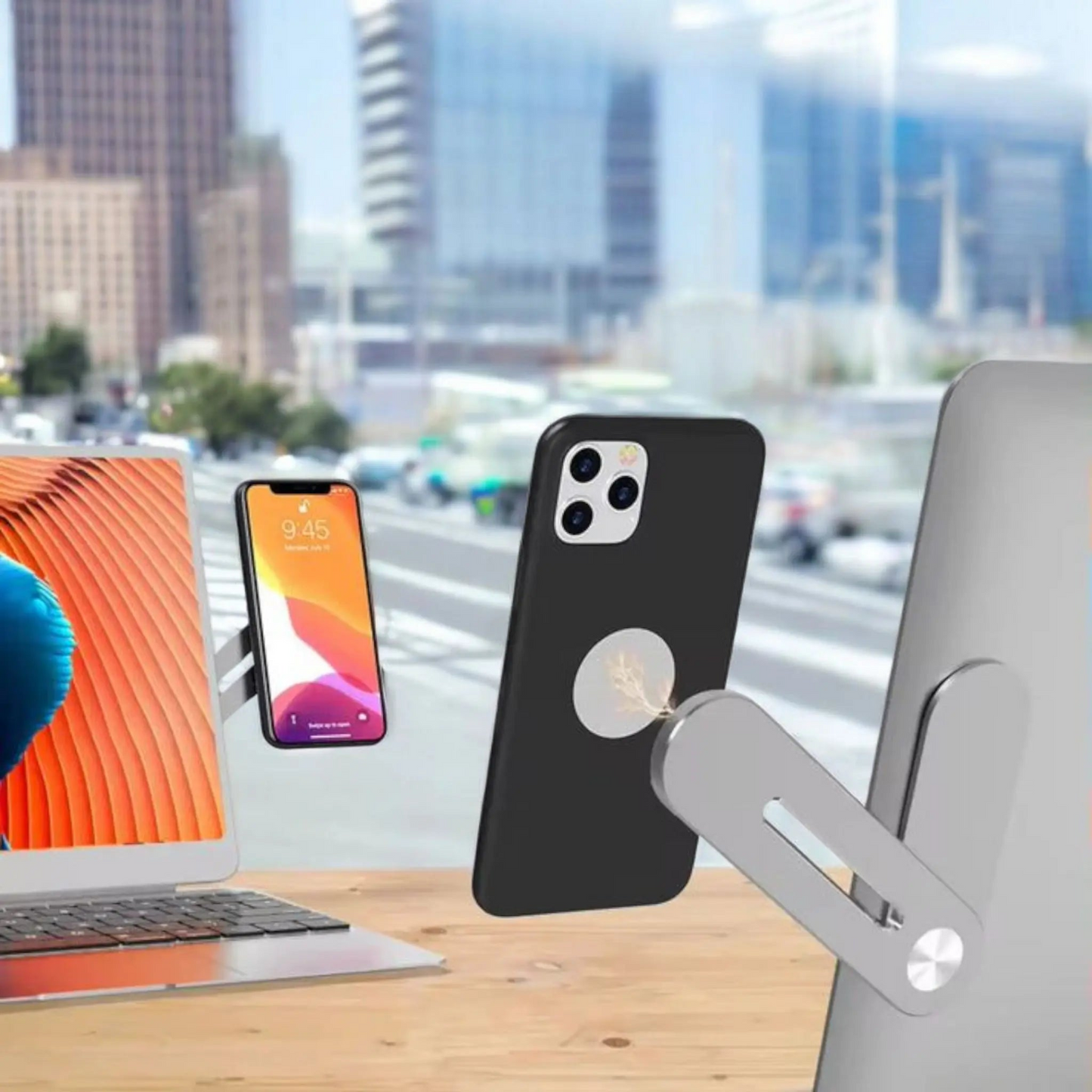 Support téléphone métal extensible magnétique pour Tesla et ordinateurs portables - Gadjet-maison