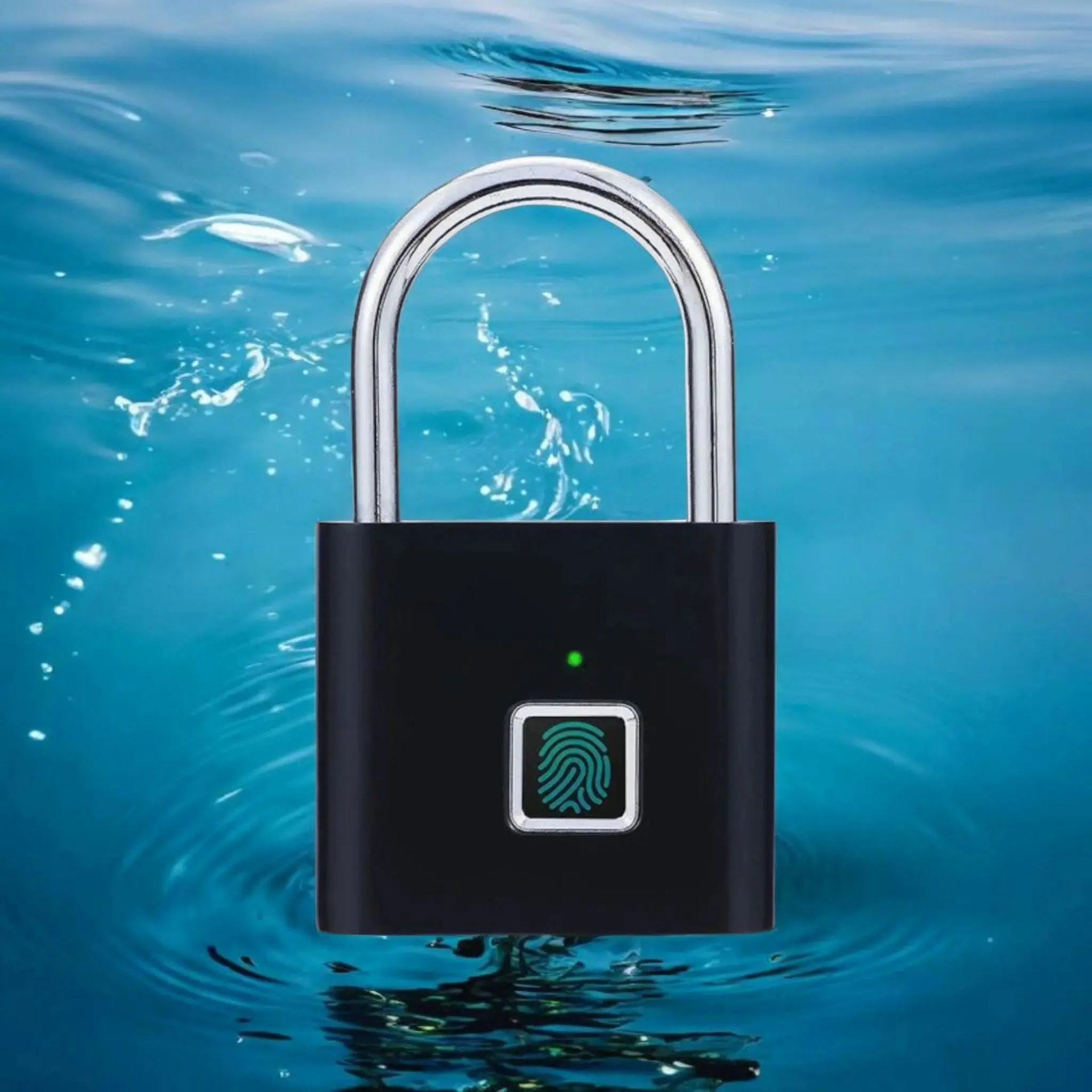 Cadenas intelligent à empreintes digitales noir - Vue principale du produit biométrique IP65