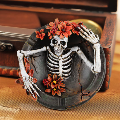 Cendrier squelette Halloween haute résolution - accessoire parfait pour soirées thématiques. Gadjet-maison