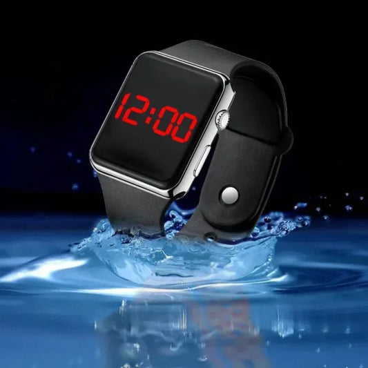 Montre Digitale LED Sport Unisexe Carré Silicone