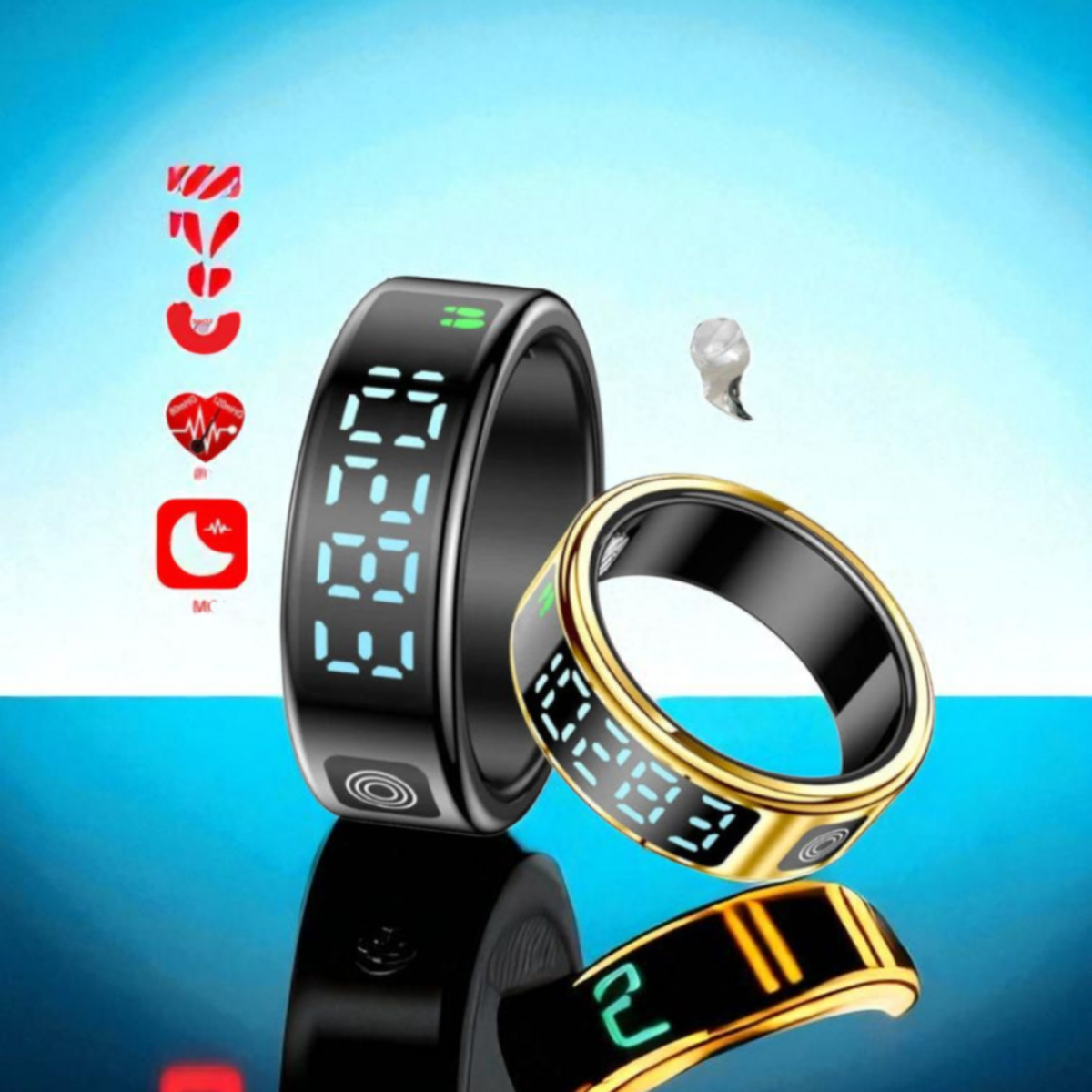 Bague connectée SR08 2025 noire avec surveillance santé étanche 5ATM pour le suivi multi-sports Gadjet-maison