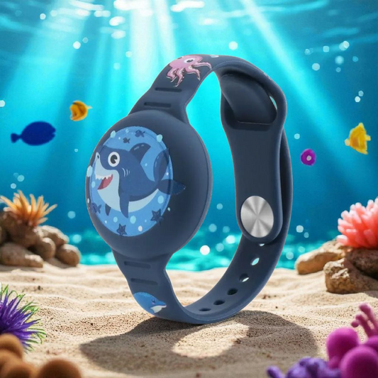 Bracelet AirTag bleu foncé en siliconne. Gadjet-maison