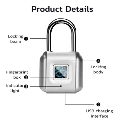 Cadenas intelligent rechargeable USB autonomie 12 mois sans clé ni code. Gadjet-maison